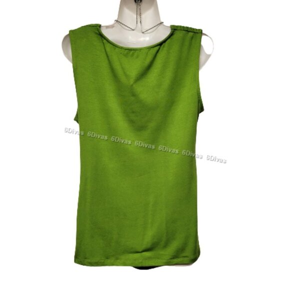 Women's Green Sleeveless Top, Stretchy Sleeveless Top, Cowl Neck Top- Size S, M - Picture 4 of 10